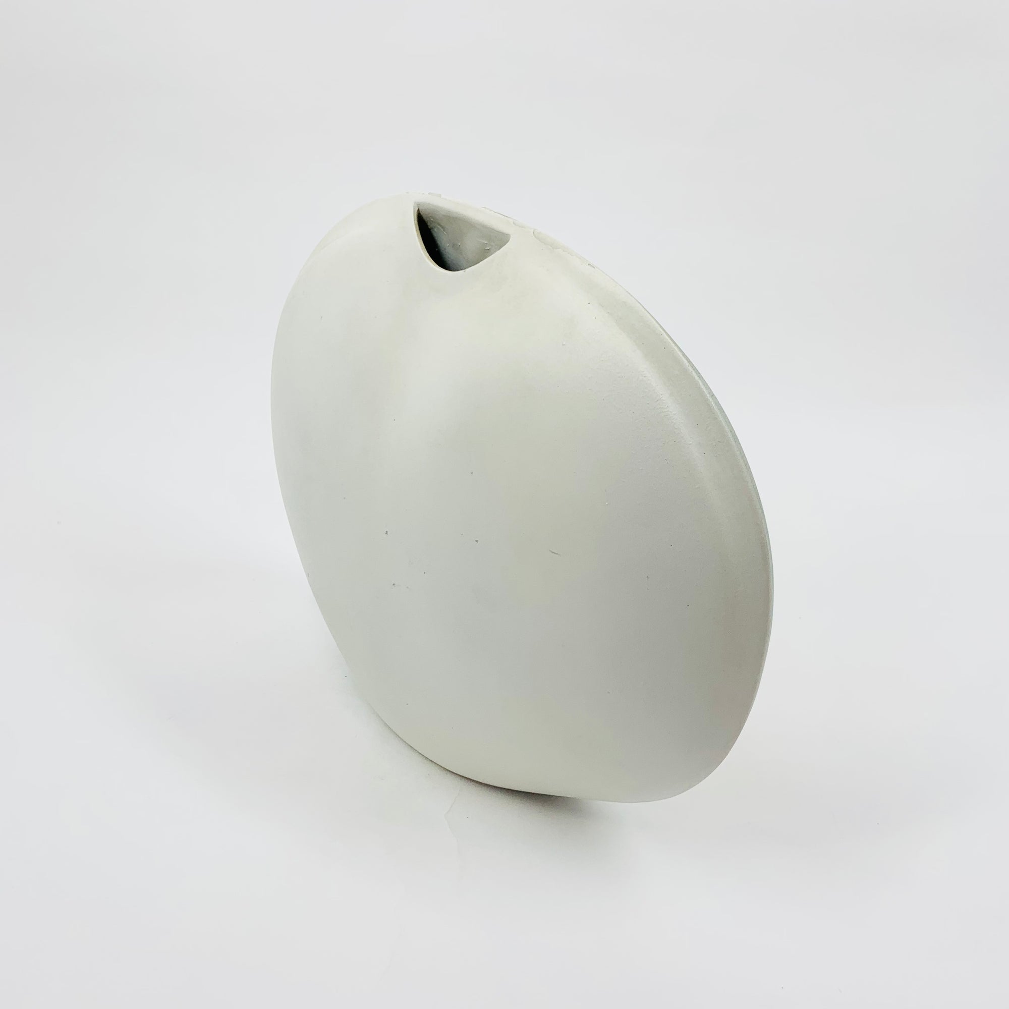 1980s Japanese modernist matte green pottery ikebana vessel
