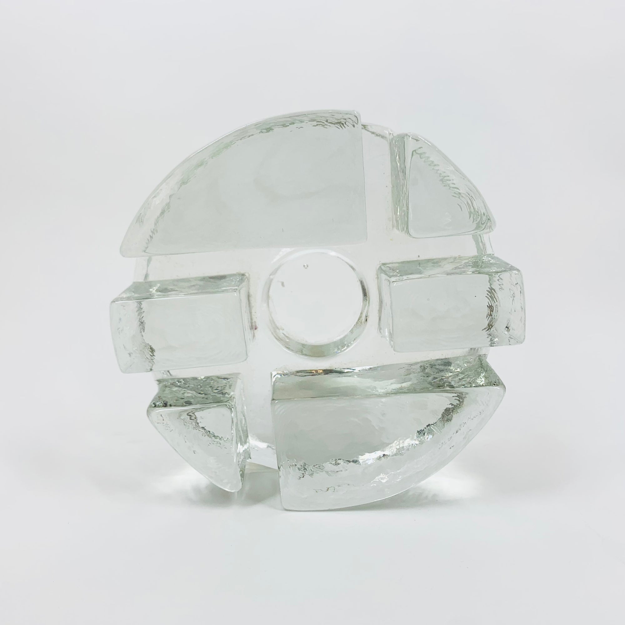 MCM Pukeberg circular glass block votive candle holder