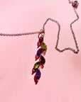 1980s 18K gold plated chain with multicolour lab gemstones pendant