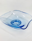 Large Midcentury blue pinched glass fruit/salad bowl