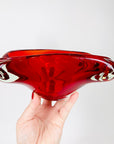 MCM large Murano red rectangle sommerso glass ashtray