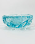 Midcentury Murano turquoise sommerso glass bowl with bullicante