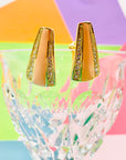 Rare stunning 1960s gold plated clip on salmon pink enamel & clear rhinestones earrings