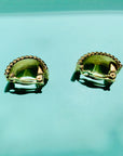 1980s gold plated filigree wide half hoop clip on earrings