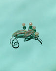1970s sterling silver flower brooch with Japanese Koyomoto pearls