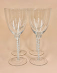Rare hand made vintage white ribbon twist stem wine glasses