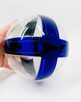 Antique Art Deco black and cobalt blue enamel globe glass posy vase by Karl Palda