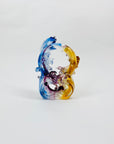 Vintage Chinese mini harlequin art glass sculpture of leaping carp