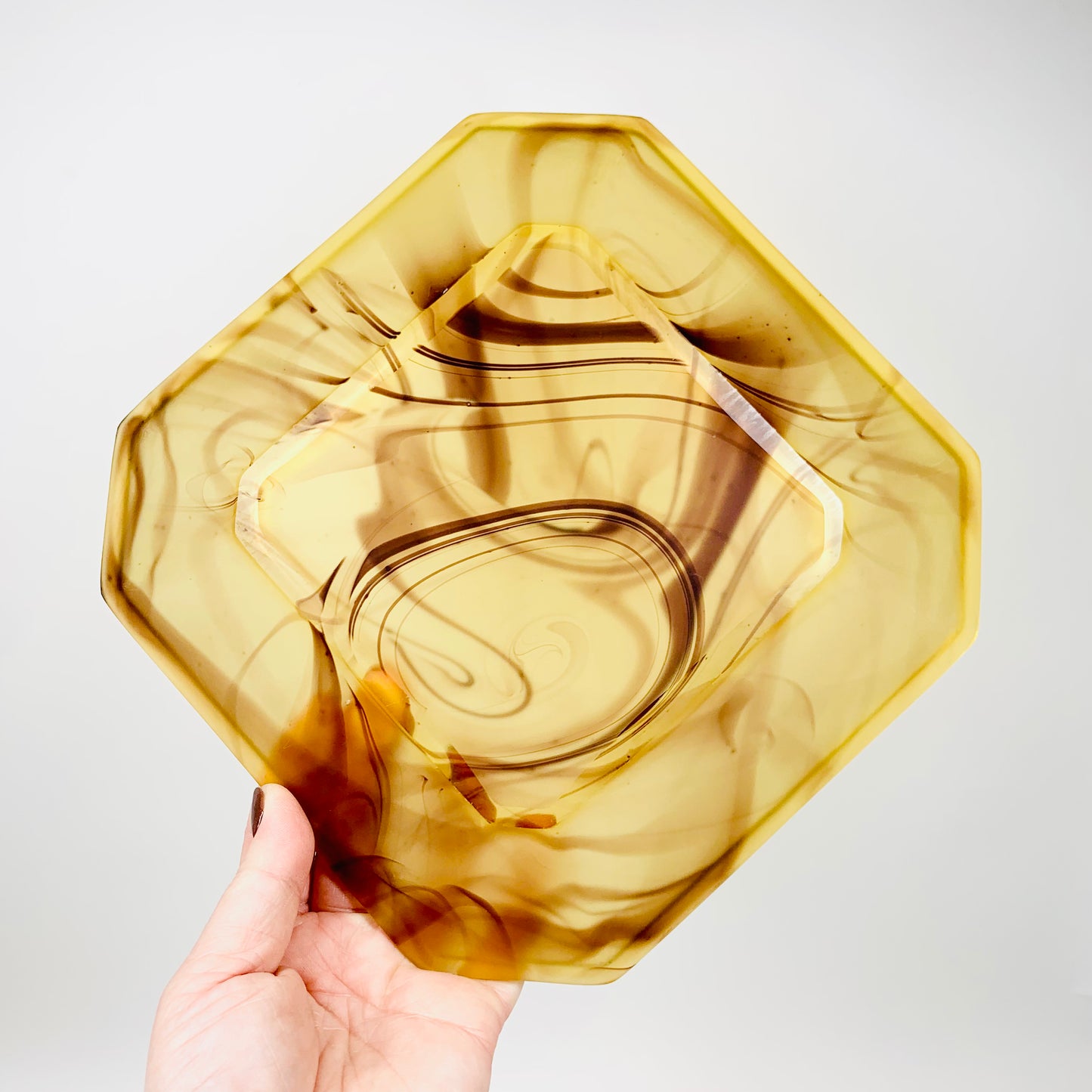 Rare antique Art Deco Davidson brown glass cake plate