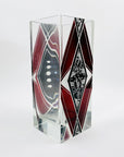 Extremely rare antique Art Deco black and ruby enamel rectangular glass vase by Karl Palda