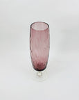 Midcentury Italian clear twist stem amethyst dimpled glass vase