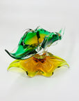 1960s SKLO UNION GREEN SOMMERSO GLASSES BOWL BY JOSEF HOSPODKA