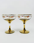 1940s GOLD GILDED ROSE PATTERN GLASS COUPE