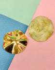 1970s Italian triple gold plated enamel button stud earrings