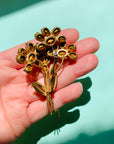 1940s flower brooch with pink glass pastes