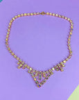 Stunning 1960s costume iridescent crystals chevron pendant necklace