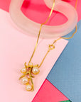 Vintage 24K plated necklace with pearl pendant