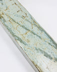 Modernist tall Japanese thick green glazed pottery vase with intentional rust glaze