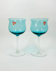 1950s POLISH TURQUOISE WINE GLASSES