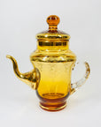 Antique Bohemian amber glass tea set with gold gilding