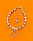 Vintage silver plated bracelet with metal beads