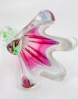 Rare Midcentury large Czech Skrdlovice swung pink green white sommerso glass vase