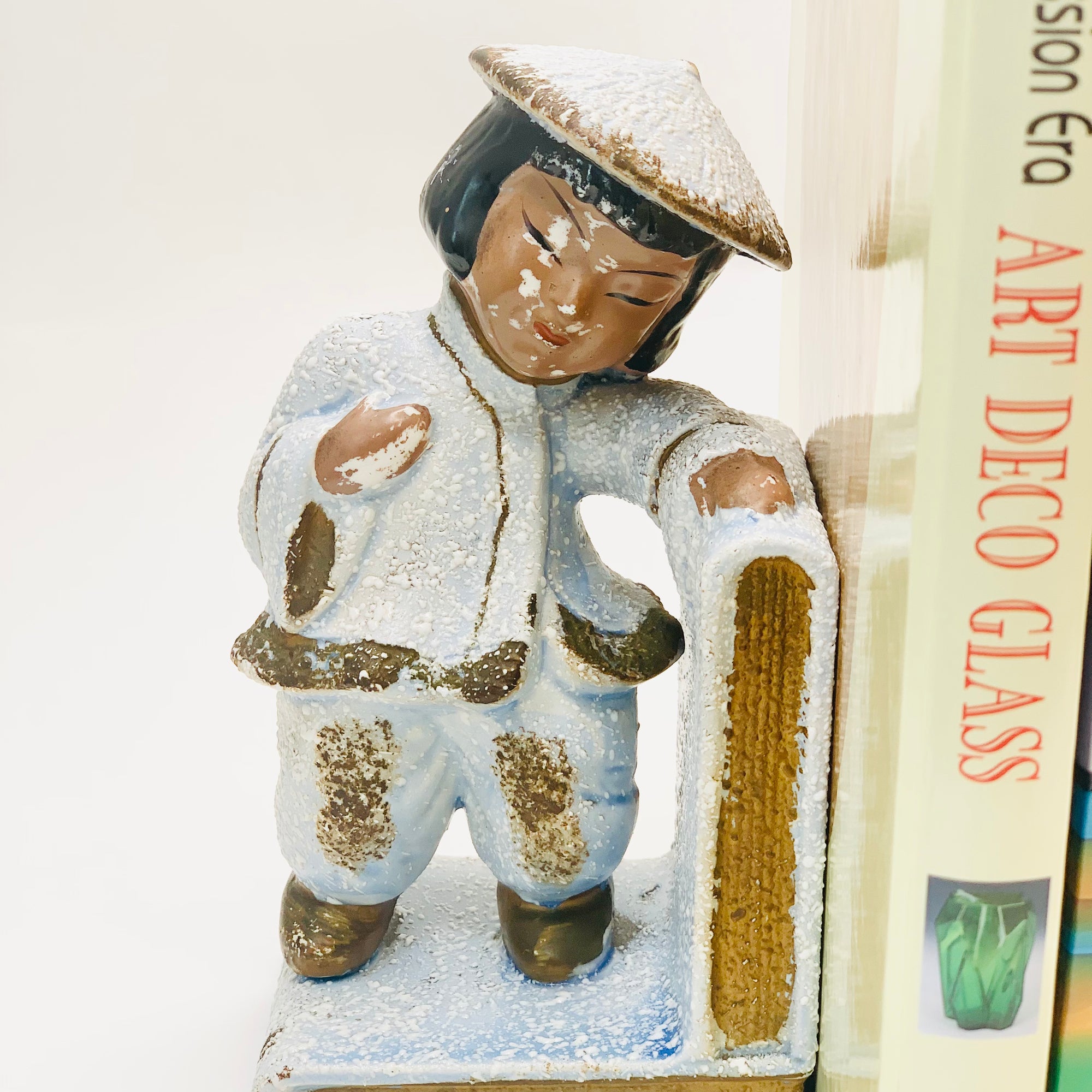 1950s Chinese boy & girl porcelain bookends