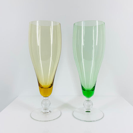 1940s harlequin glass champagne flutes