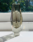 MCM grey faceted Murano sommerso glass vase by Mandruzatto
