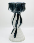 Rare Space Age mouth blown white and black Murano glass vase