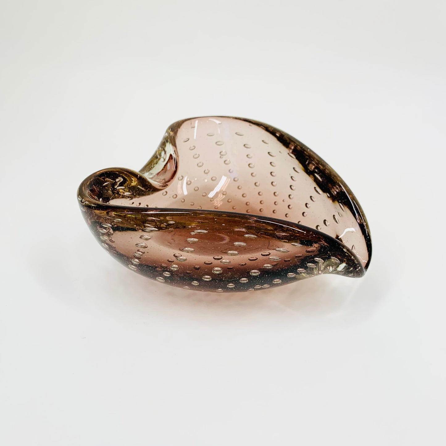 MCM MURANO AMETHYST PINCHED BOWL/ASHTRAY WITH CONTROLLED BUBBLES