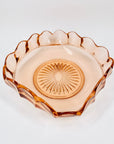 Antique Art Deco pink depression glass shallow serving bowl