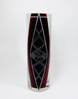 Extremely rare antique Art Deco part satin black and ruby enamel cylinder glass vase by Karl Palda
