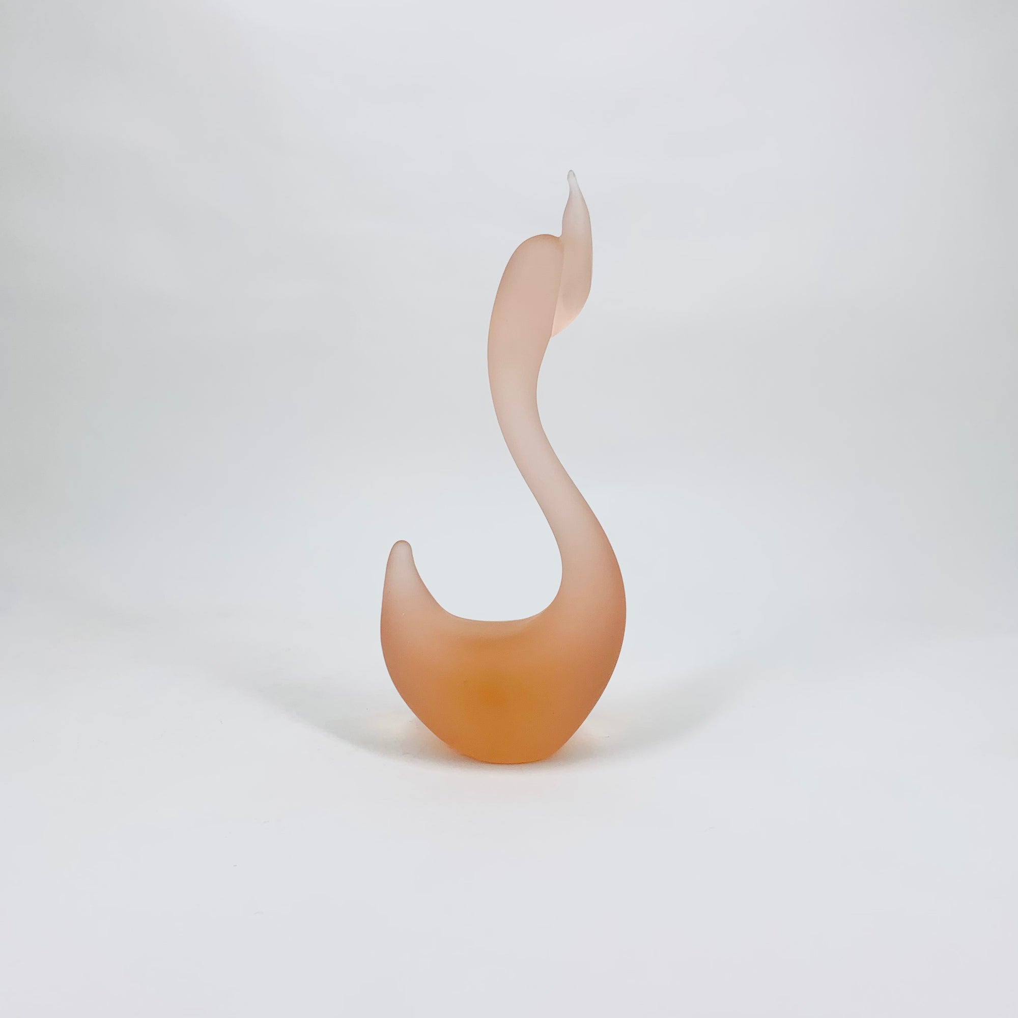Rare Midcentury pink satin glass swan