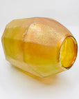 Vintage hand made iridescent amber glass acid washed coated vase
