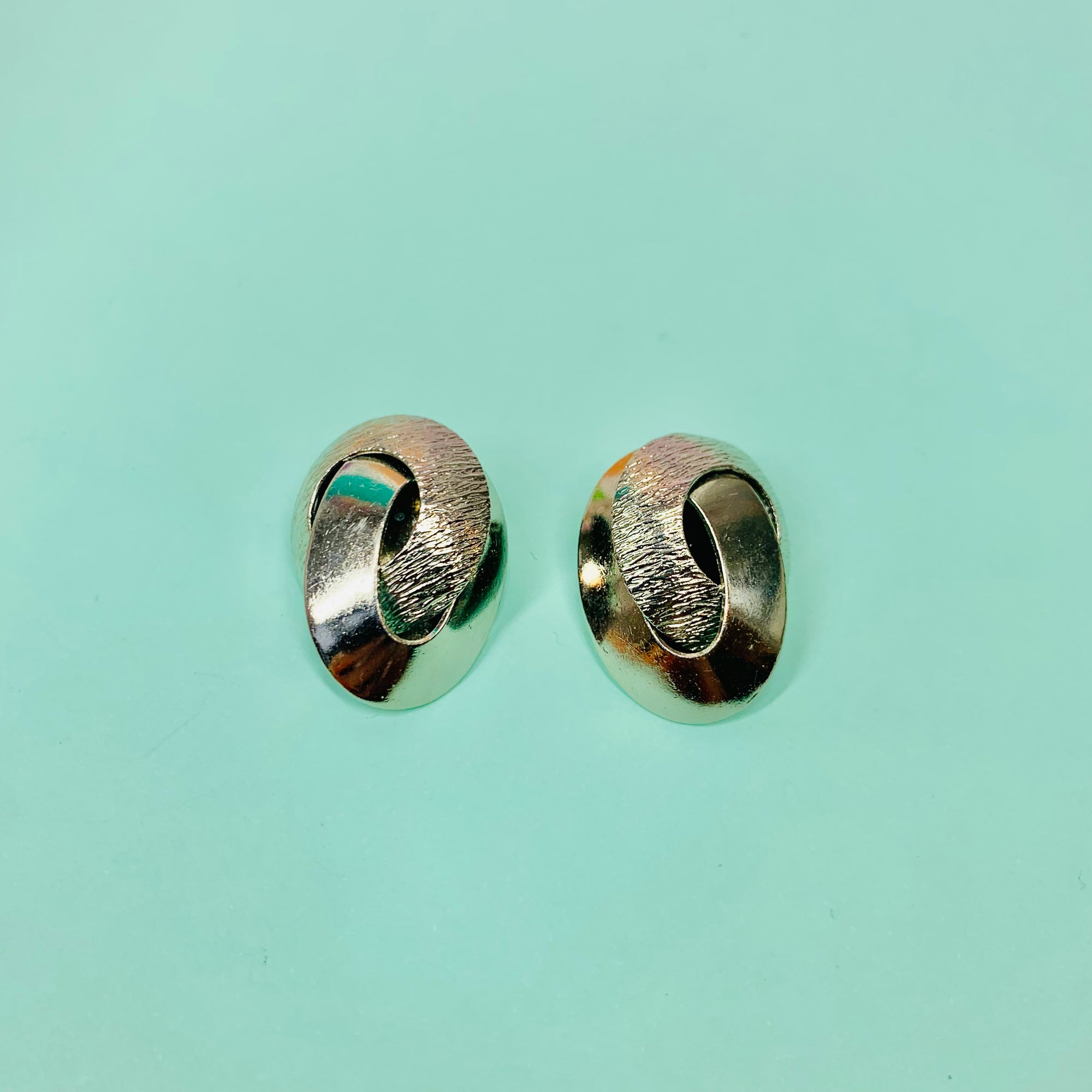 Rare 1960s German silver plated overlay knot clip on earrings