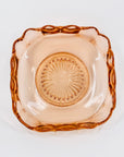 Antique Art Deco pink depression glass shallow serving bowl