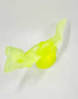 Art Deco reproduction of Lalique lie down Nude with star bangle cape figurine in uranium glass