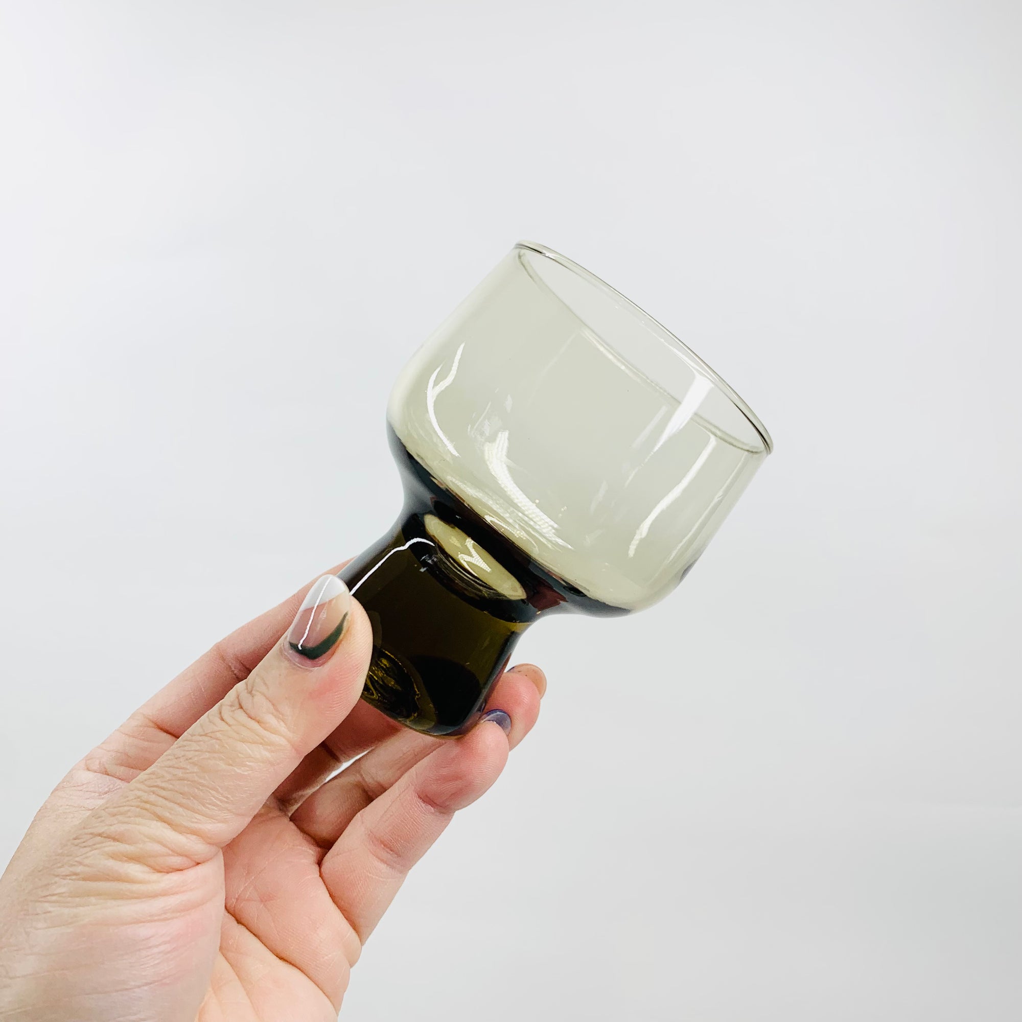 1950s POLISH GREY GLASS PAPERWEIGHT COUPE