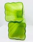 1960s JAPANESE GREEN SATIN GLASS BAMBOO VASE