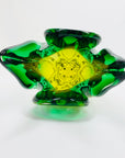 Extremely rare Midcentury Czech Chribska Glassworks green & yellow sommerso glass Cat’s Head vase by Josef Hospodka