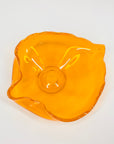 1970s JAPANESE MANDARIN ORANGE GLASS PINCHED BOWL