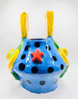 One off 1980s experimental studio abstract fish pottery vase