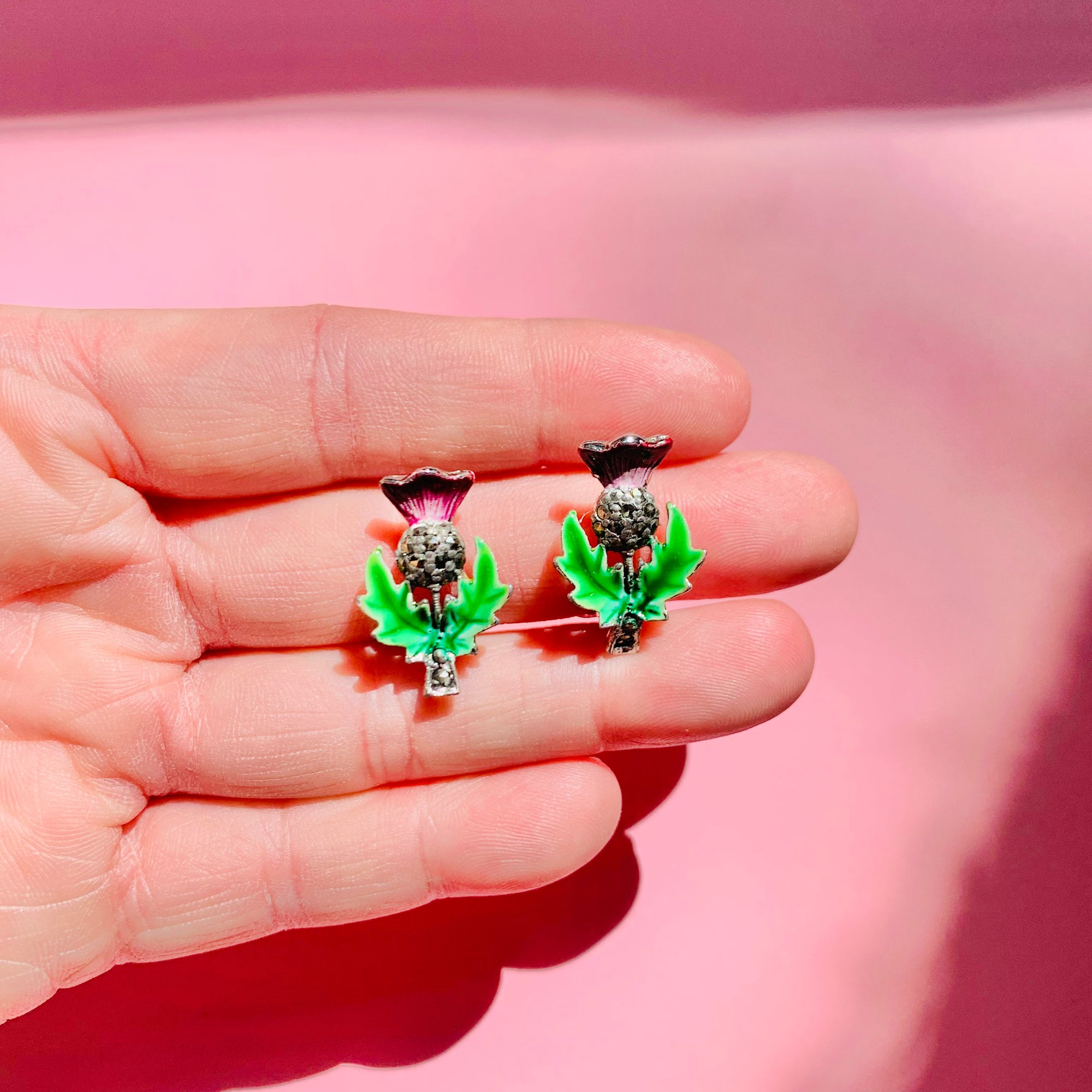 1950s Italian enamel flower bouquet brooch/earrings