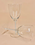 Rare hand made vintage white ribbon twist stem wine glasses