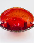 1950s MURANO RED BULLICANTE GLASS SHELL BOWL