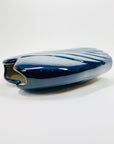 1980s Japanese navy porcelain fan vase