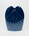 1980s Japanese navy porcelain fan vase