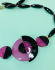 Rare groovy 1970s purple and black beaded necklace