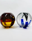 Antique Art Deco black and cobalt blue enamel globe glass posy vase by Karl Palda